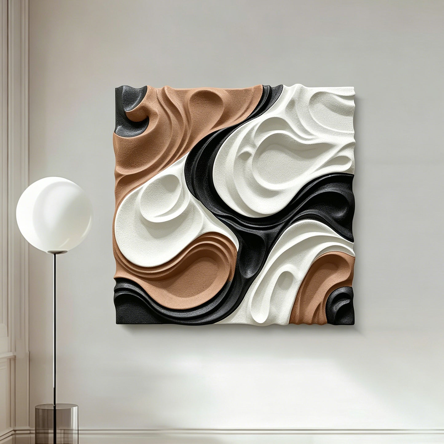Black Copper Ivory Flow Wall Sculpture