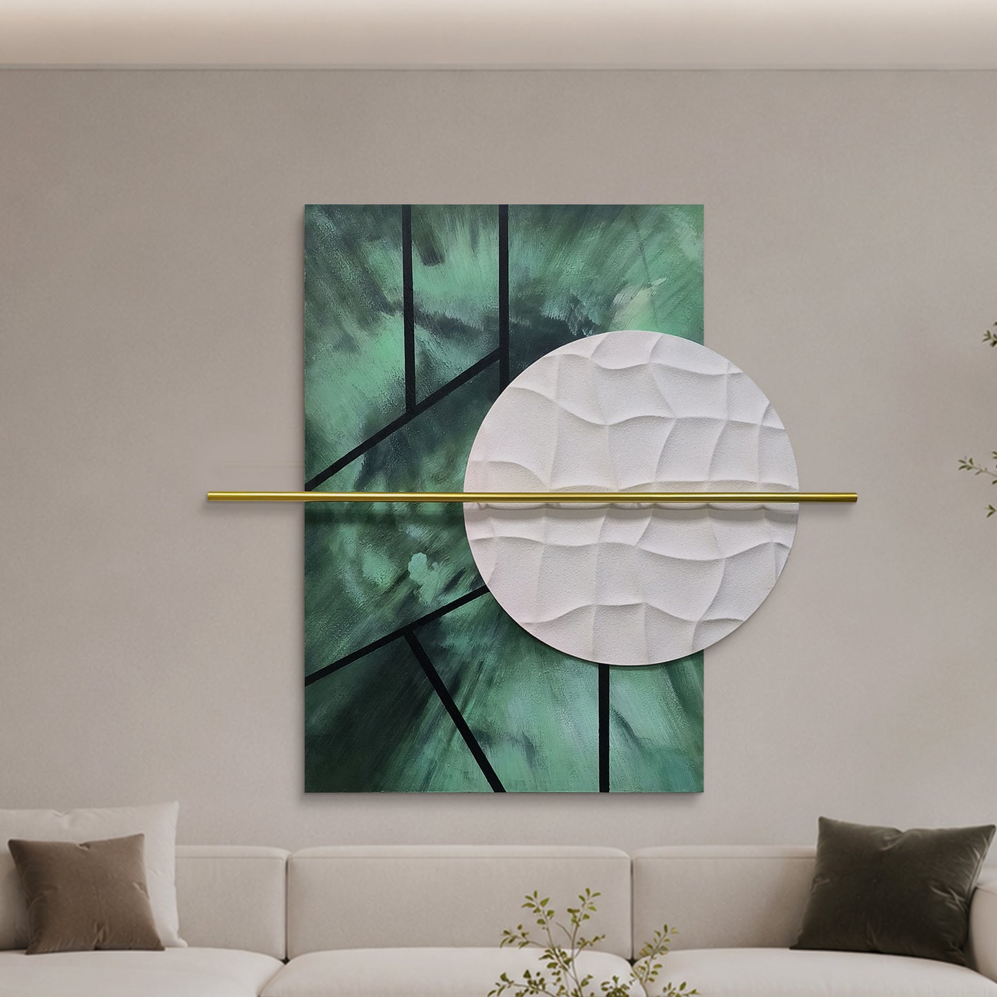 Jade Grid Circle Sandstone Wall Art