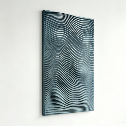 Deep Blue Wave Carved Wall Panel