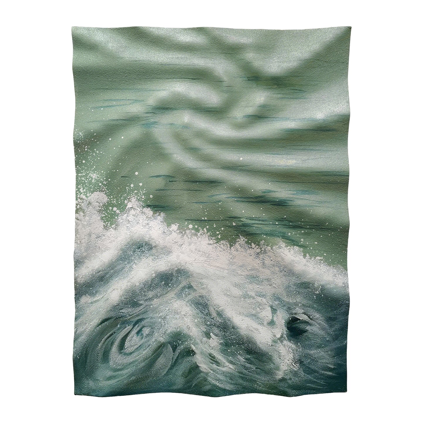 Emerald Silk Wave Textured Wall Art