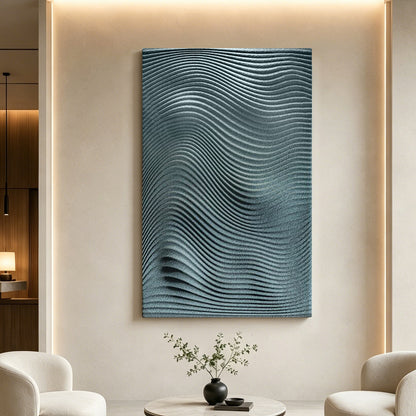 Deep Blue Wave Carved Wall Panel