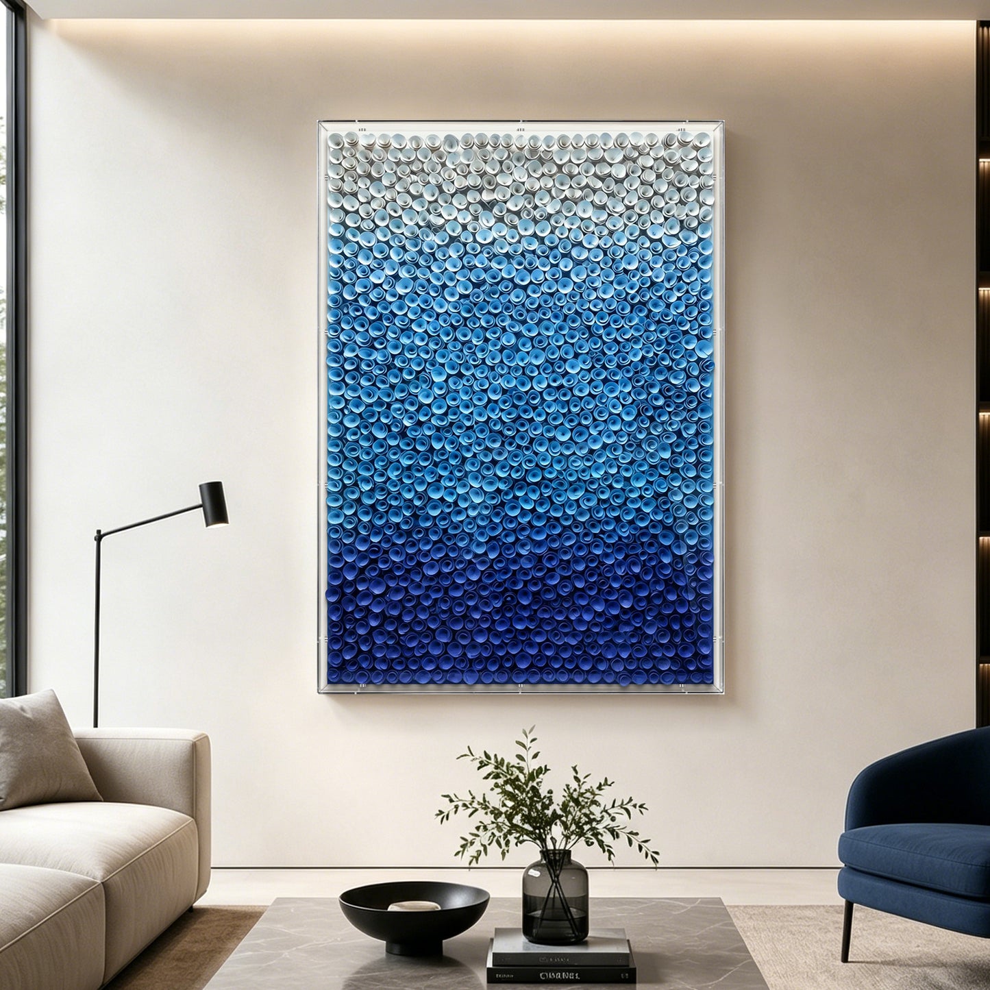 Blue Gradient Bloom Wood Flower Vertical Wall Decor