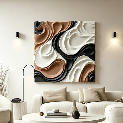 Black Copper Ivory Flow Wall Sculpture