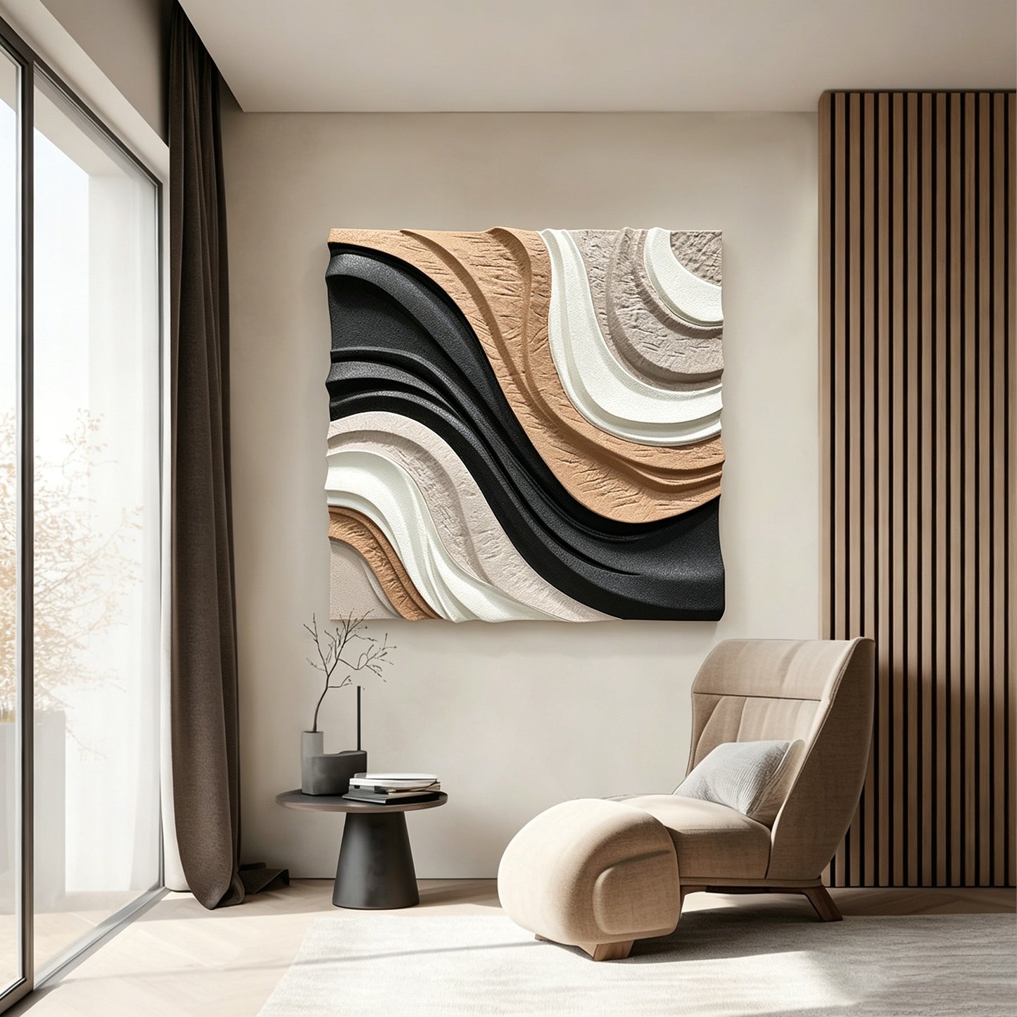 Black Terracotta Layered Wall Relief