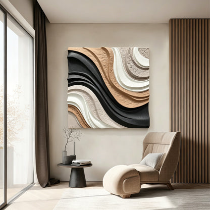 Black Terracotta Layered Wall Relief