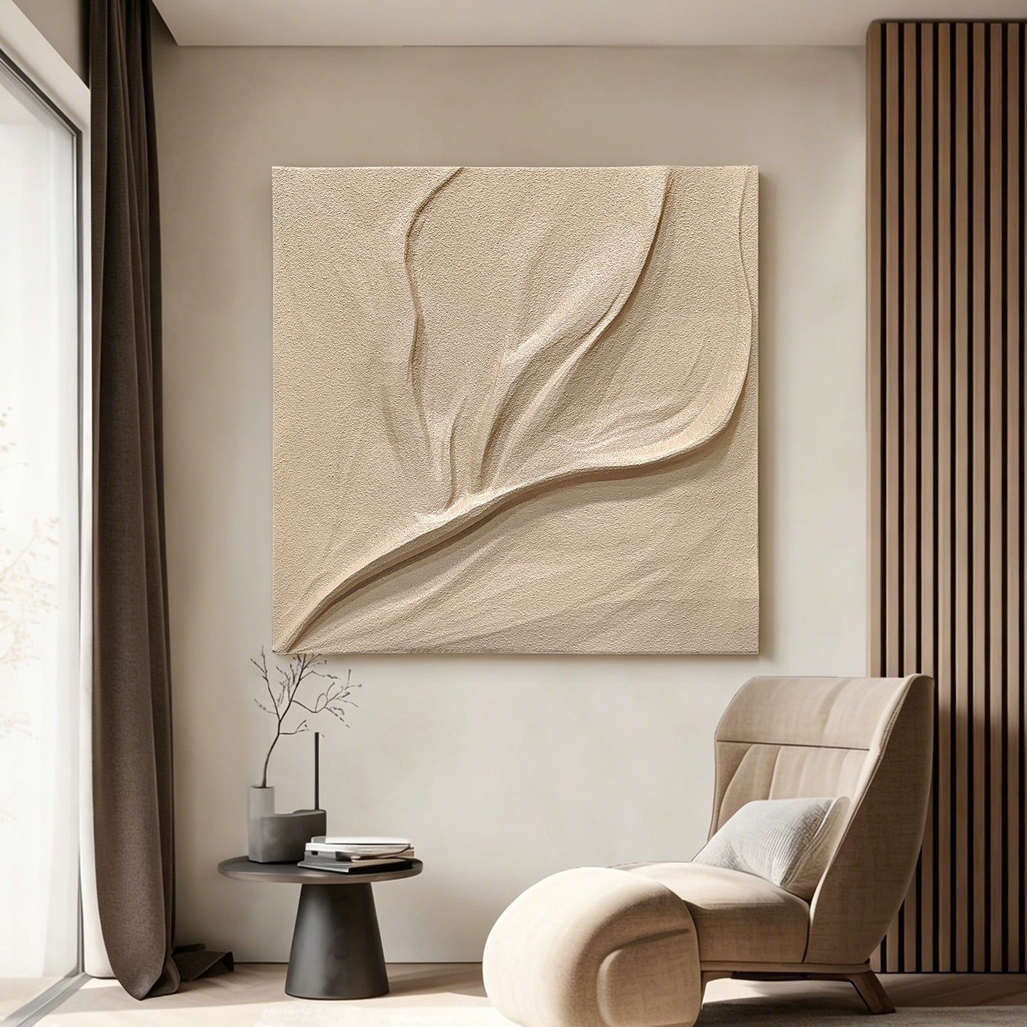 Ivory Leaf Carved Wall Relief