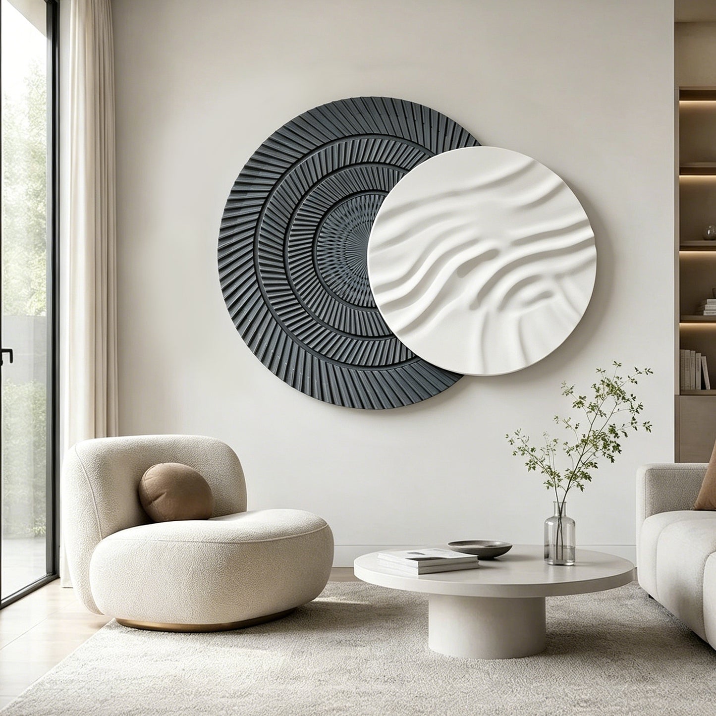 Navy Ivory Overlap Round Wall Art