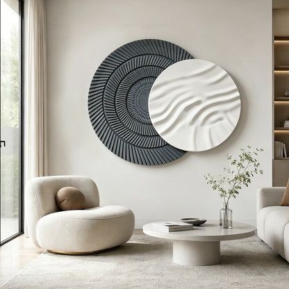 Navy Ivory Overlap Round Wall Art