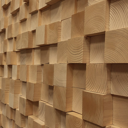 Natural Block Wood Mosaic Wall Art