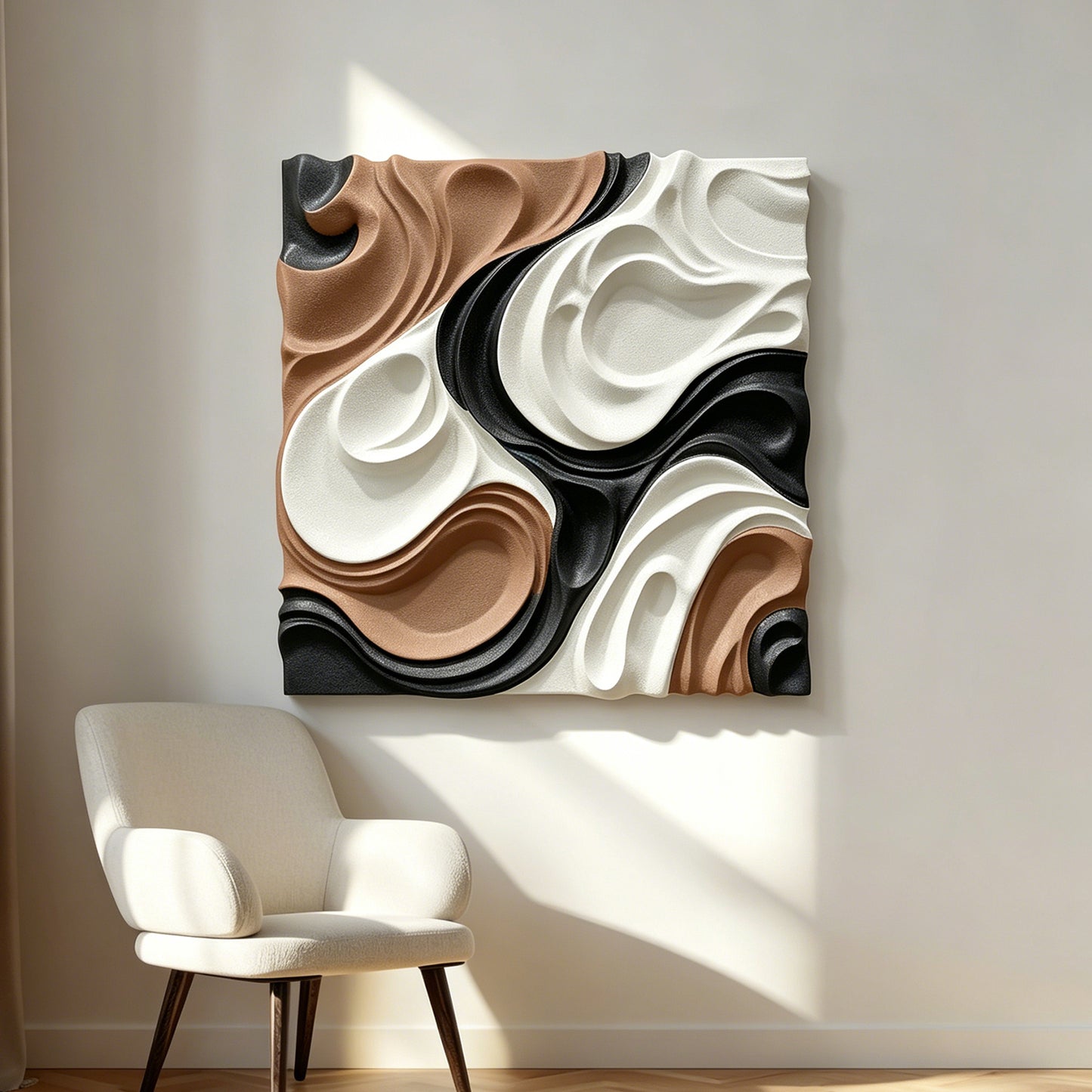 Black Copper Ivory Flow Wall Sculpture