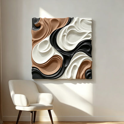 Black Copper Ivory Flow Wall Sculpture