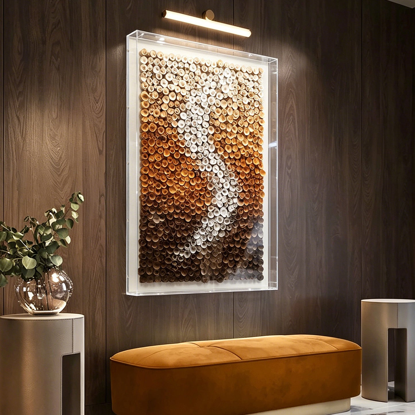 Amber Drift Paper Art Shadow Box