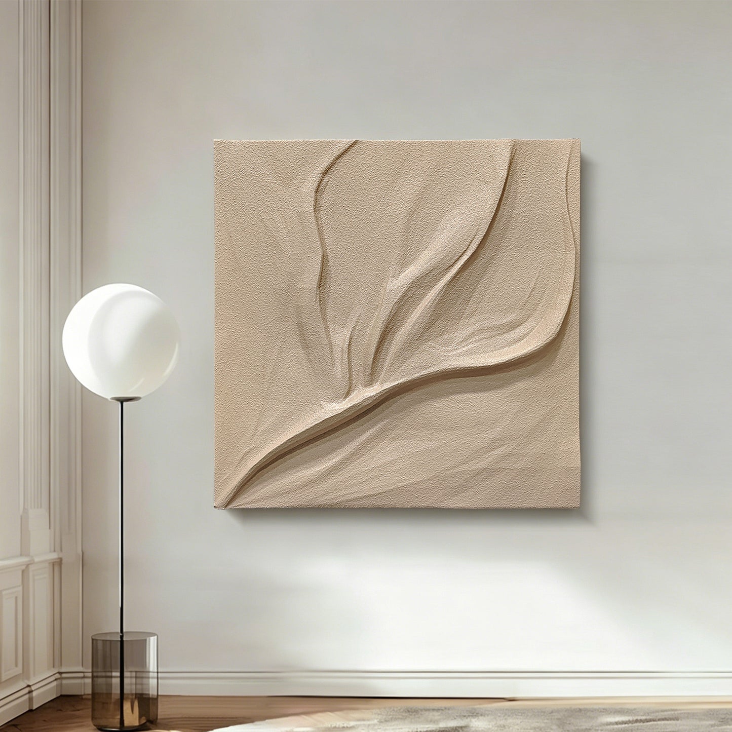 Ivory Leaf Carved Wall Relief