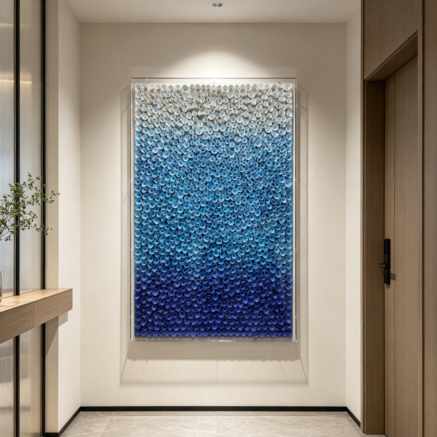 Blue Gradient Bloom Wood Flower Vertical Wall Decor