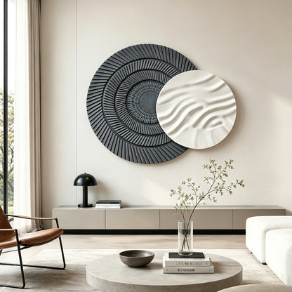 Navy Ivory Overlap Round Wall Art
