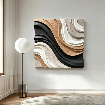 Black Terracotta Layered Wall Relief
