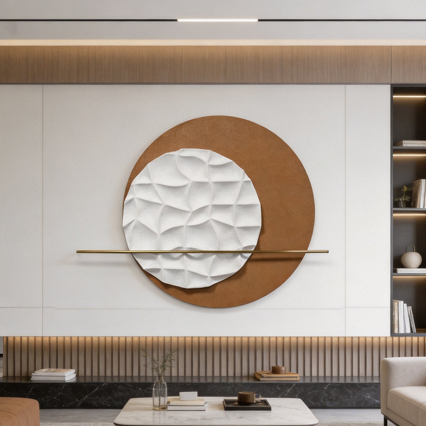 White Ripple Circle Wall Sculpture