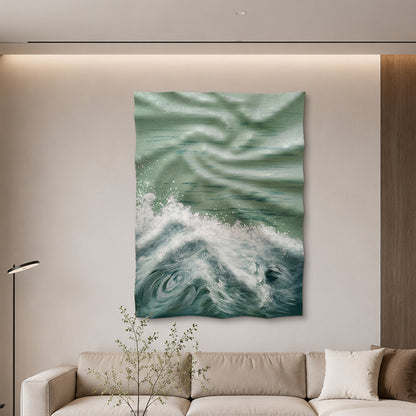 Emerald Silk Wave Textured Wall Art
