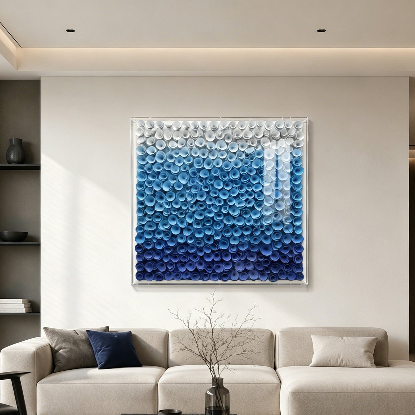 Blue Bloom Wood Flower Wall Panel
