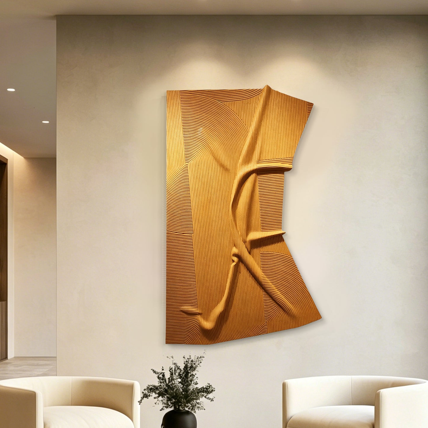 Golden Fold Carved Wall Panel