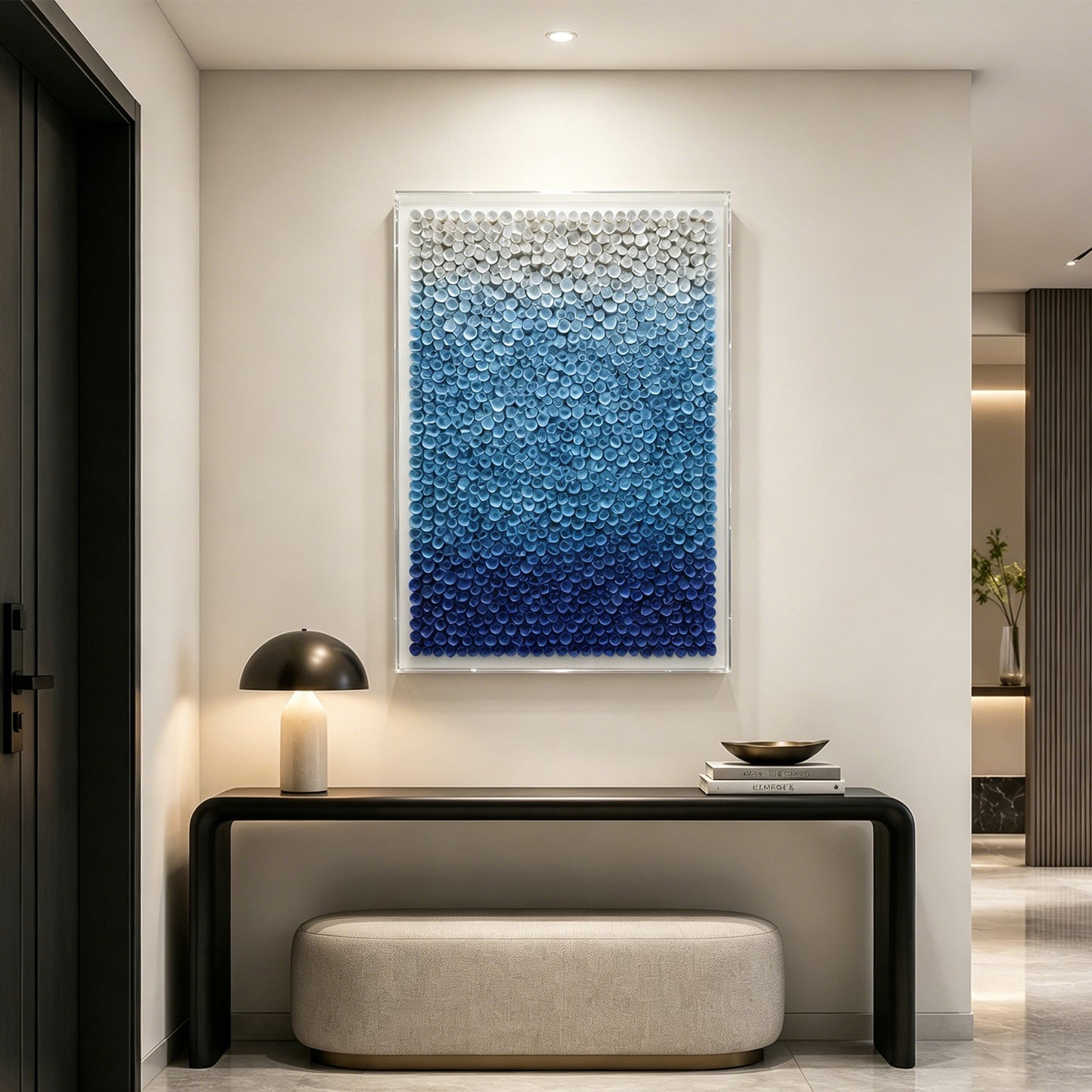 Blue Gradient Bloom Wood Flower Vertical Wall Decor