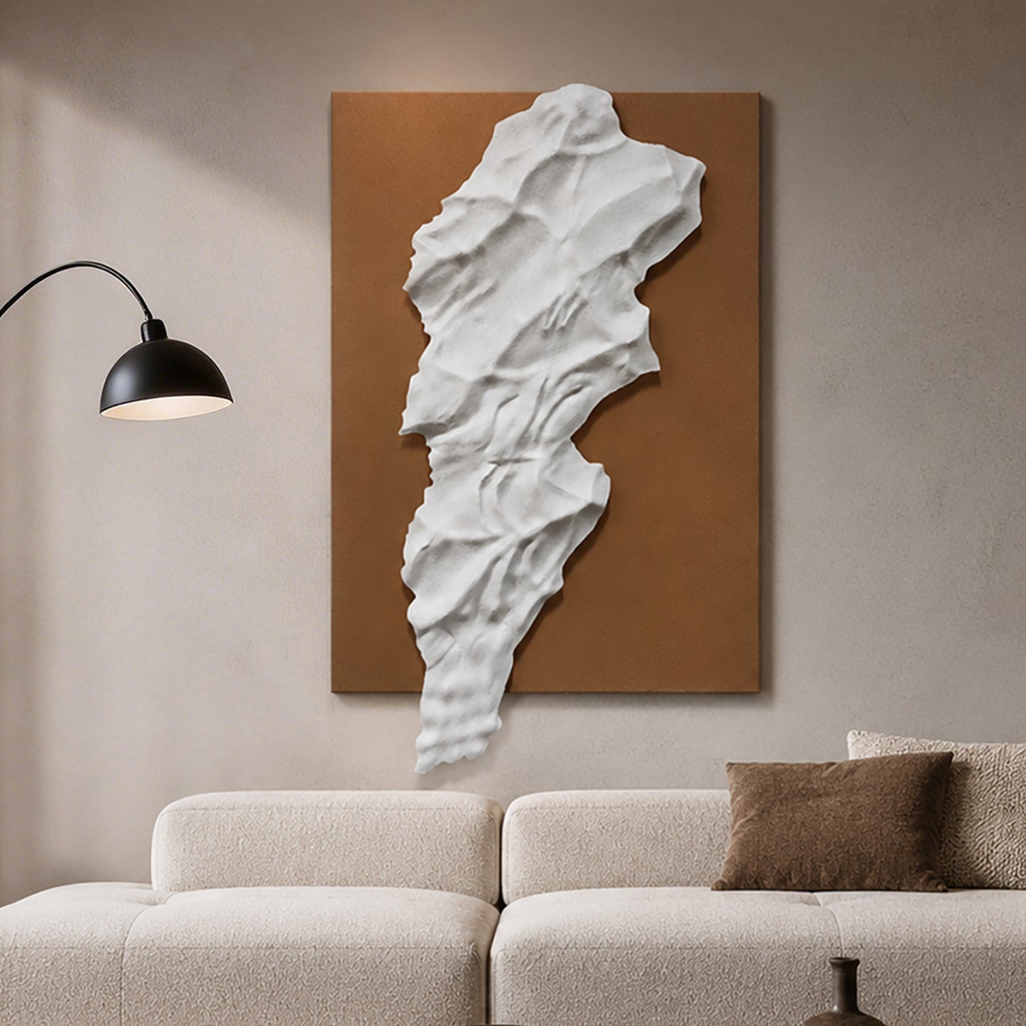 White Melted Form Sandstone Wall Relief
