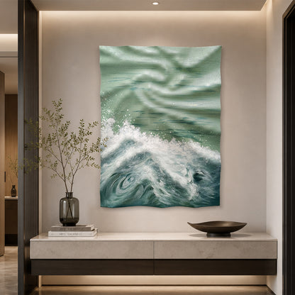 Emerald Silk Wave Textured Wall Art