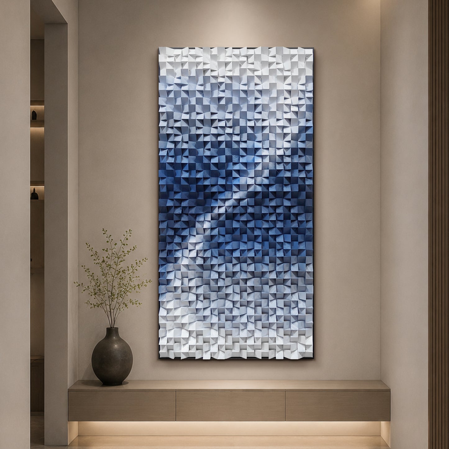 Blue Copper Wood Mosaic Wall Panel