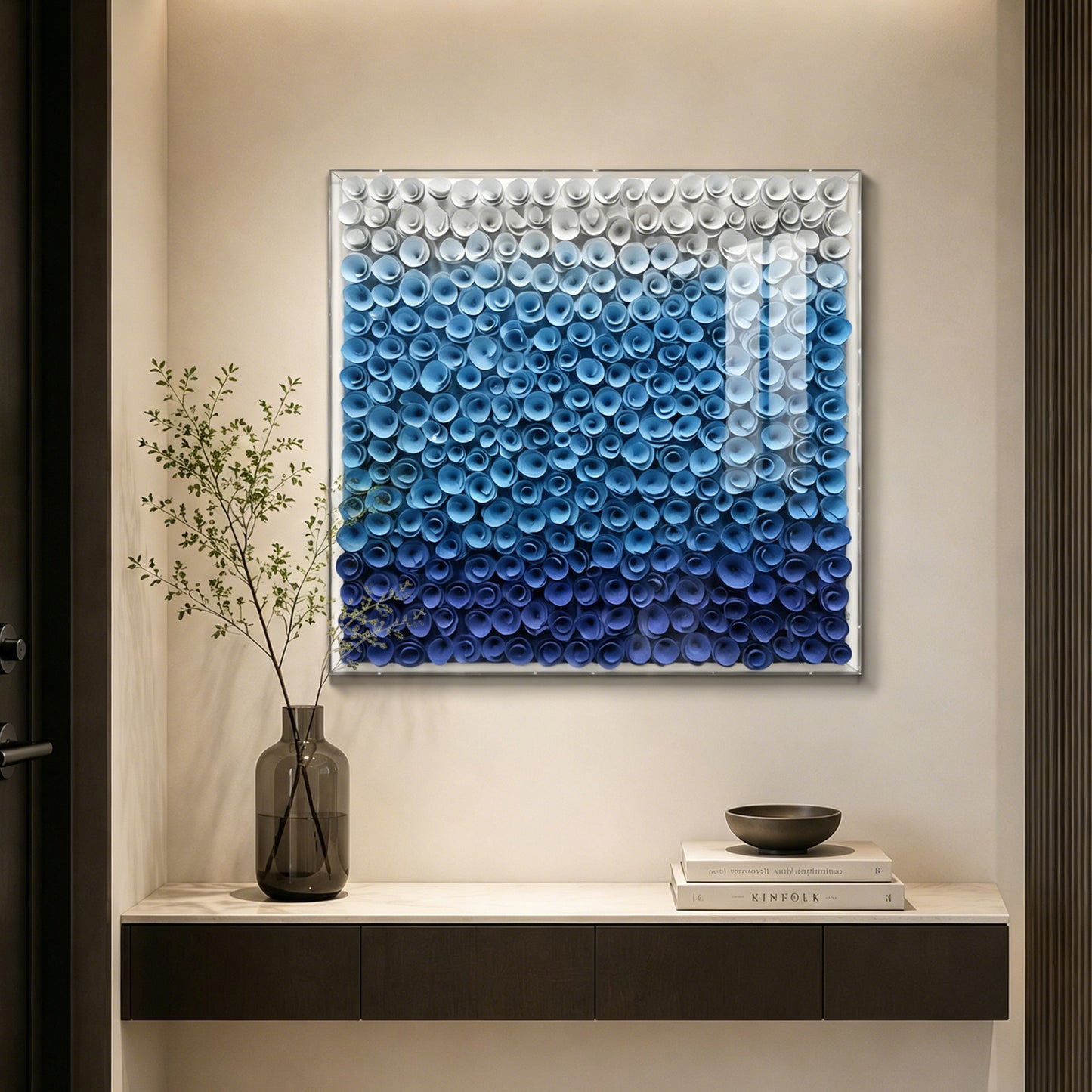 Blue Bloom Wood Flower Wall Panel
