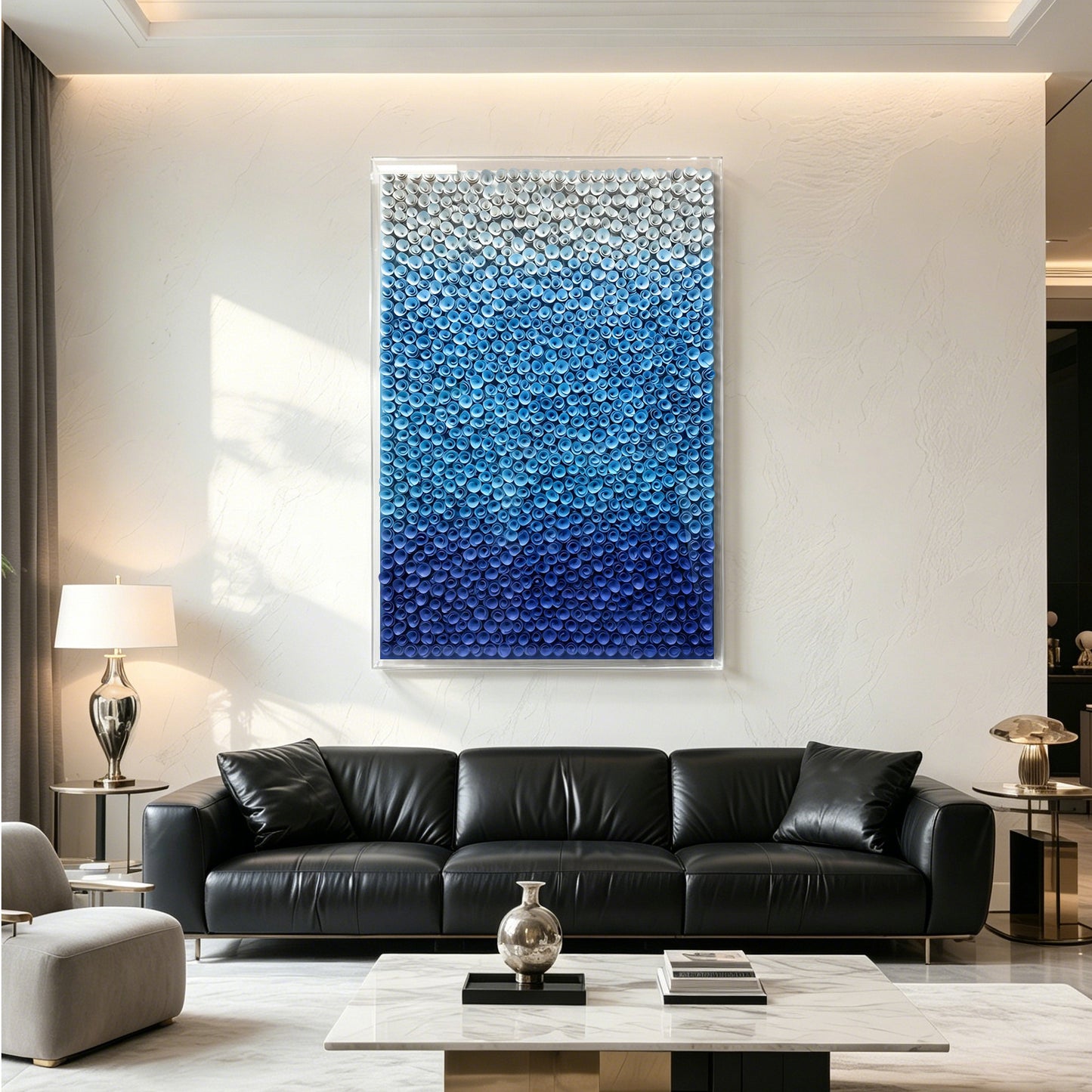 Blue Gradient Bloom Wood Flower Vertical Wall Decor