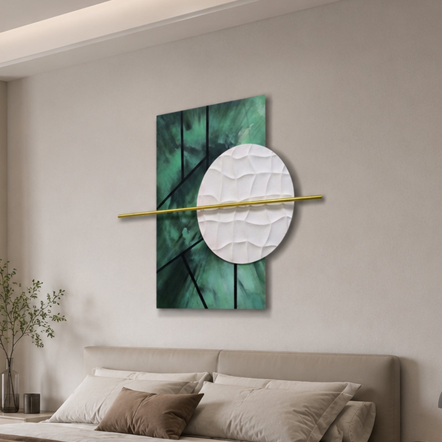 Jade Grid Circle Sandstone Wall Art