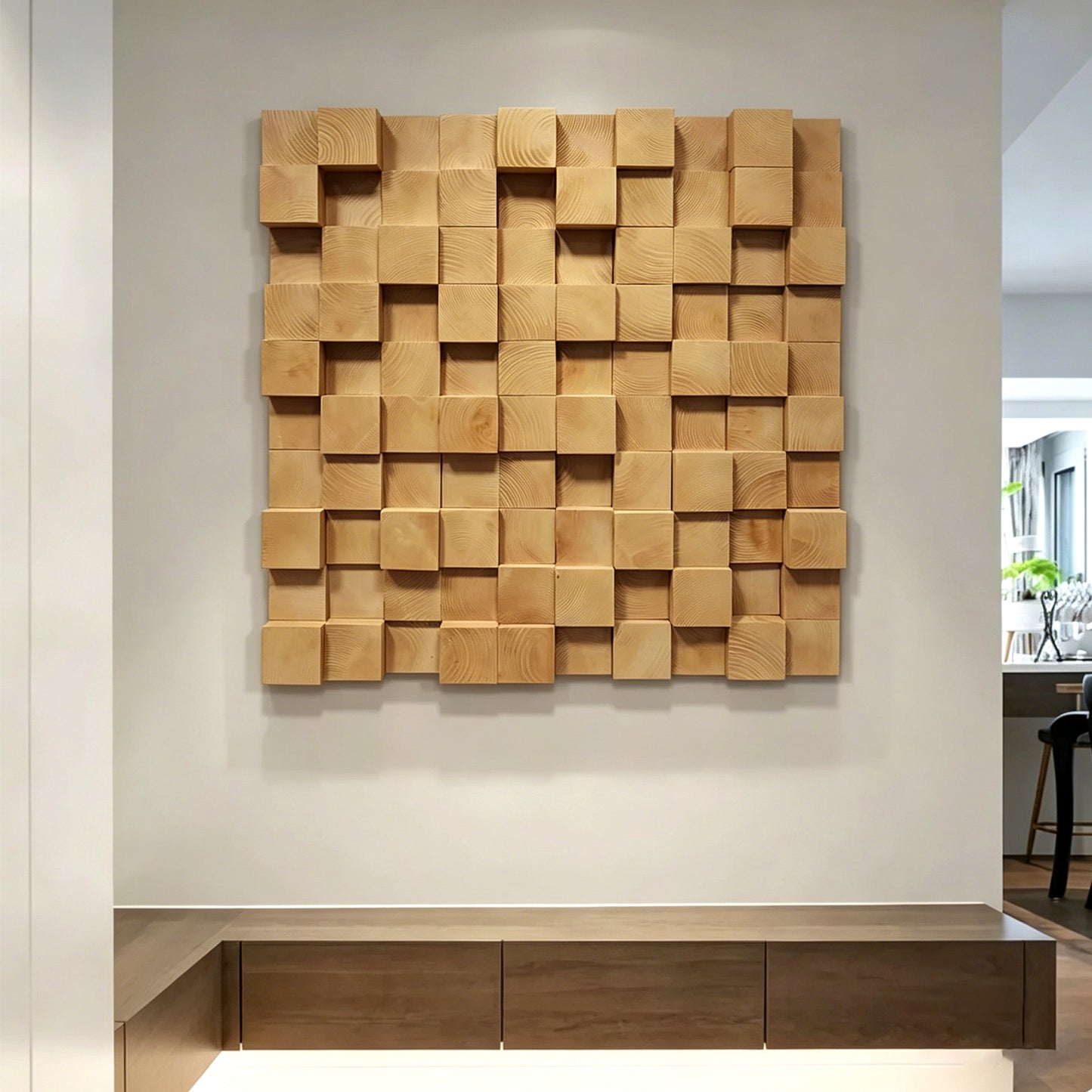 Natural Block Wood Mosaic Wall Art