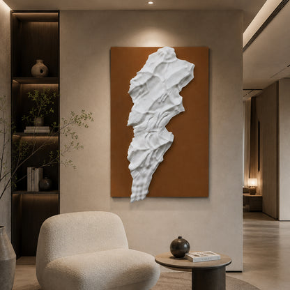 White Melted Form Sandstone Wall Relief