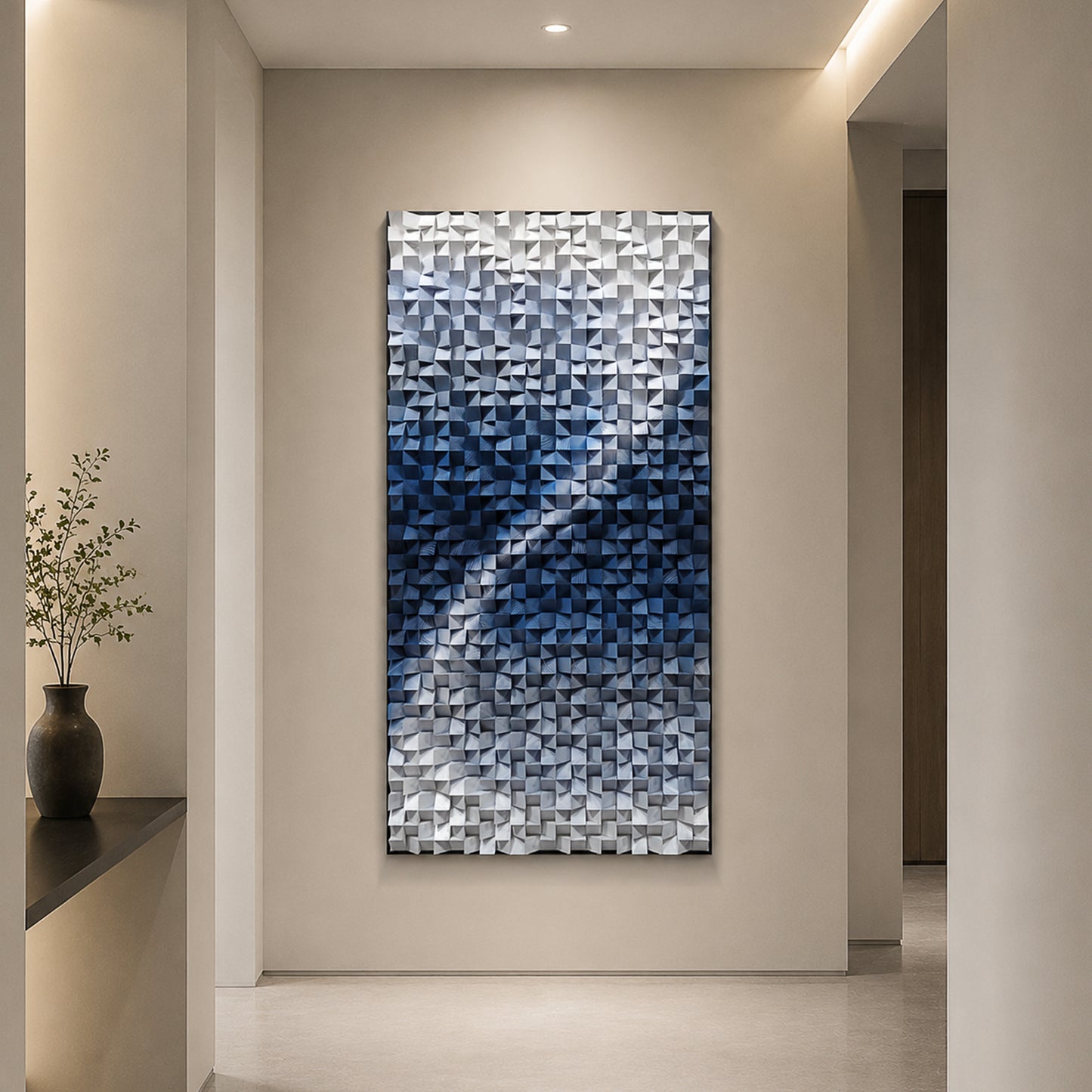 Blue Copper Wood Mosaic Wall Panel