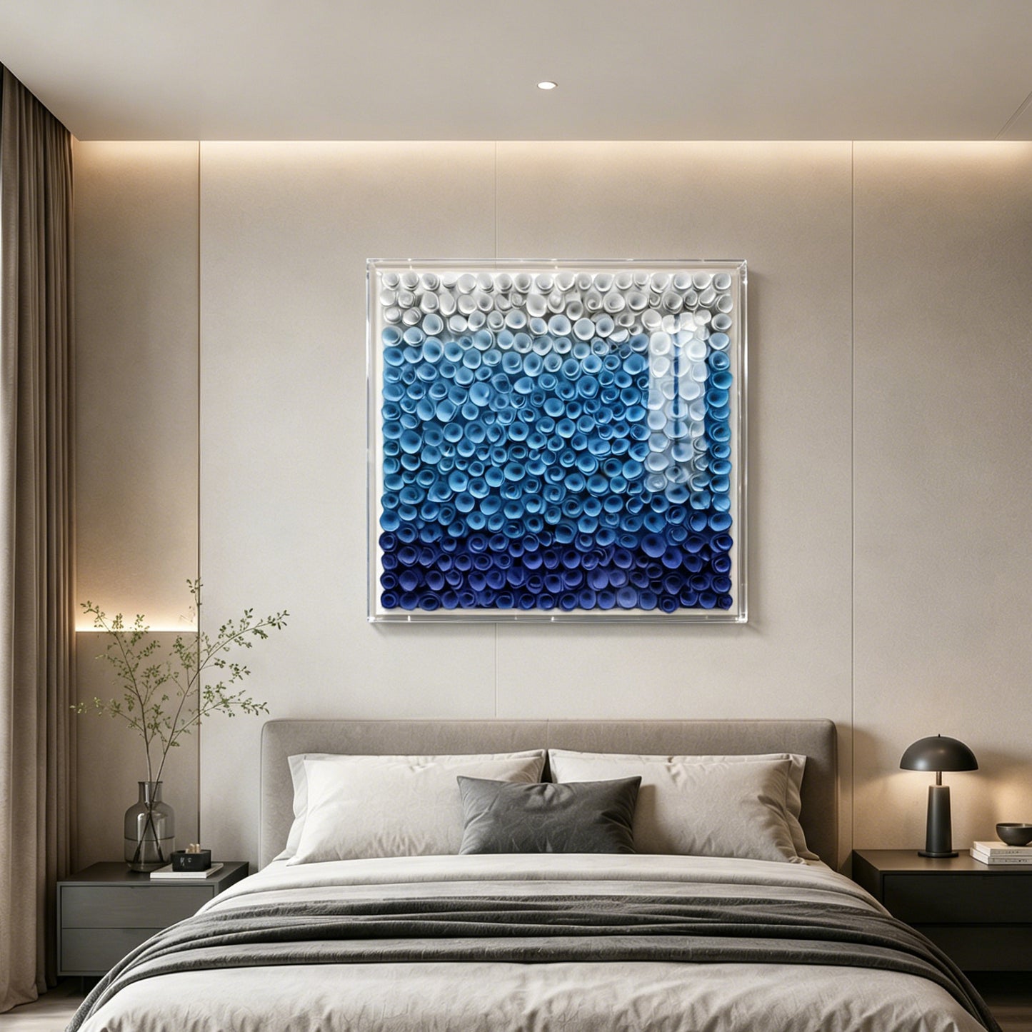 Blue Bloom Wood Flower Wall Panel