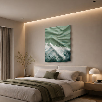 Emerald Silk Wave Textured Wall Art