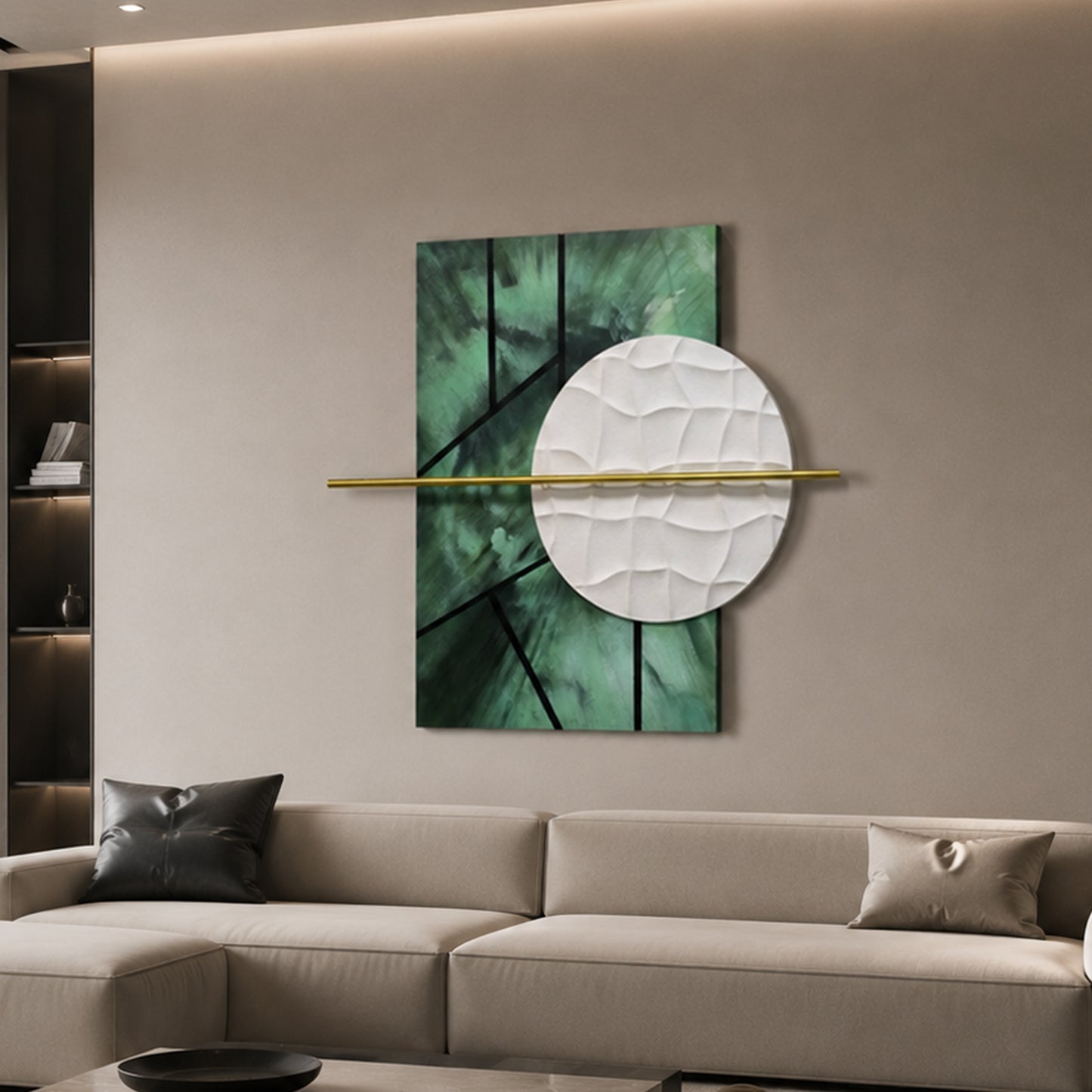 Jade Grid Circle Sandstone Wall Art
