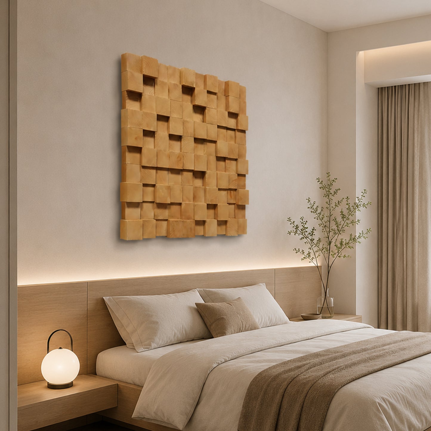 Natural Block Wood Mosaic Wall Art