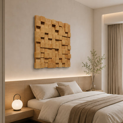 Natural Block Wood Mosaic Wall Art