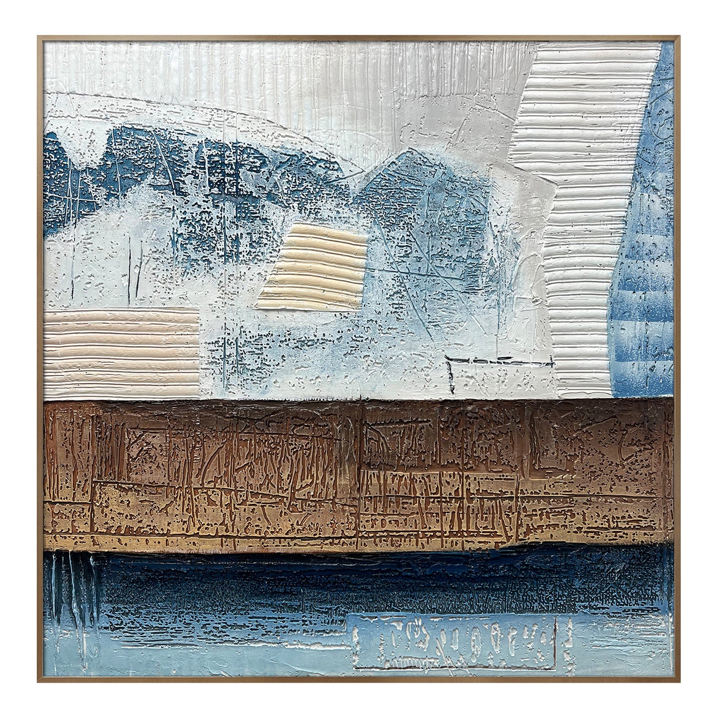 Mixed Media Abstract Wall Art with Sculptural Texture