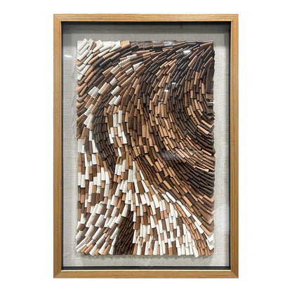 Modern 3D Wall Art, Handcrafted with Leather in Brown & White, Featuring Unique Artistic Design