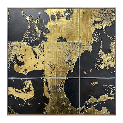 Luxury Gold Leaf Abstract Wall Art with Textured Finish