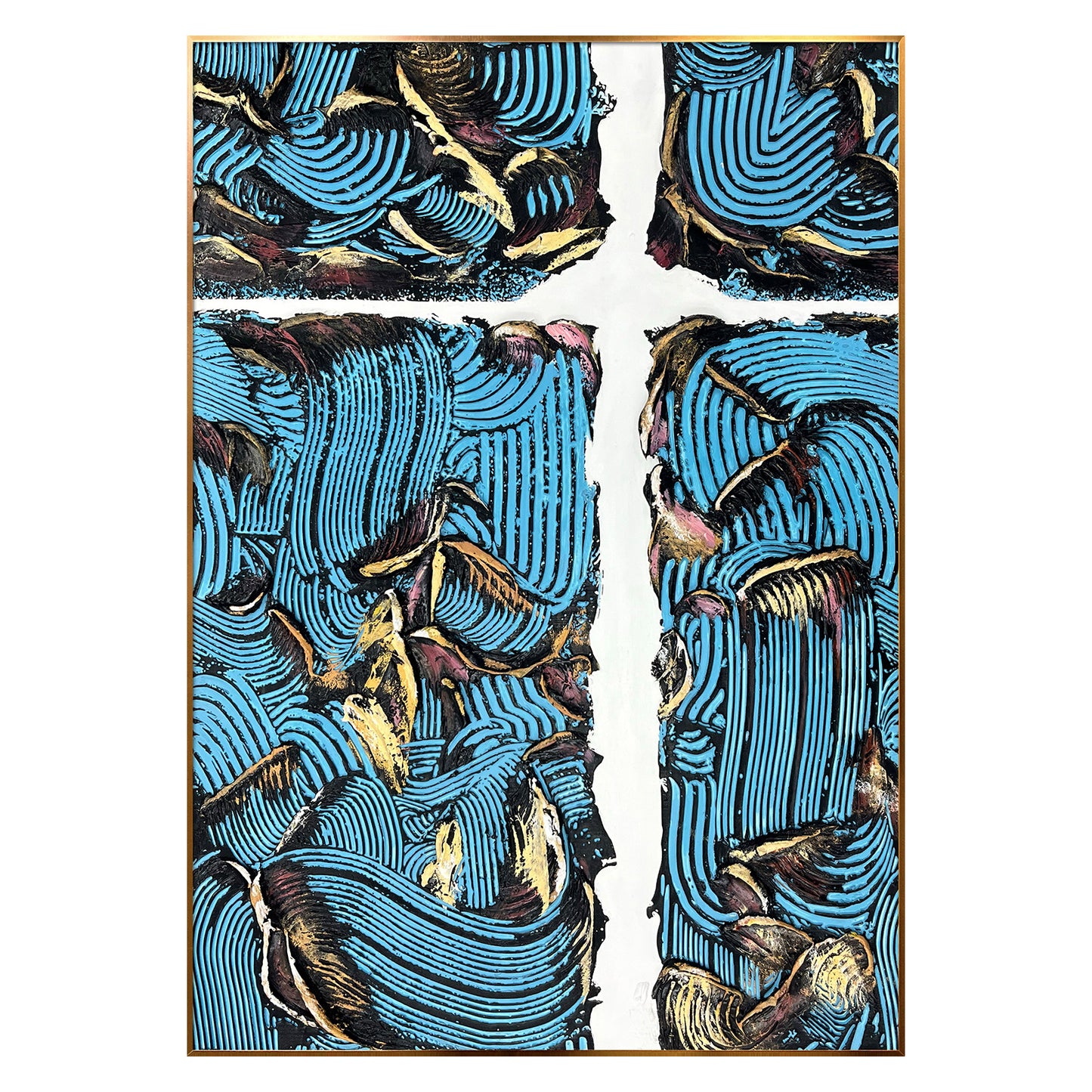 Bold Blue Abstract Wall Art with Heavy Texture