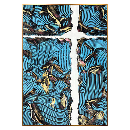 Bold Blue Abstract Wall Art with Heavy Texture