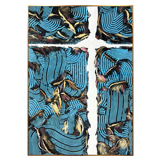 Bold Blue Abstract Wall Art with Heavy Texture