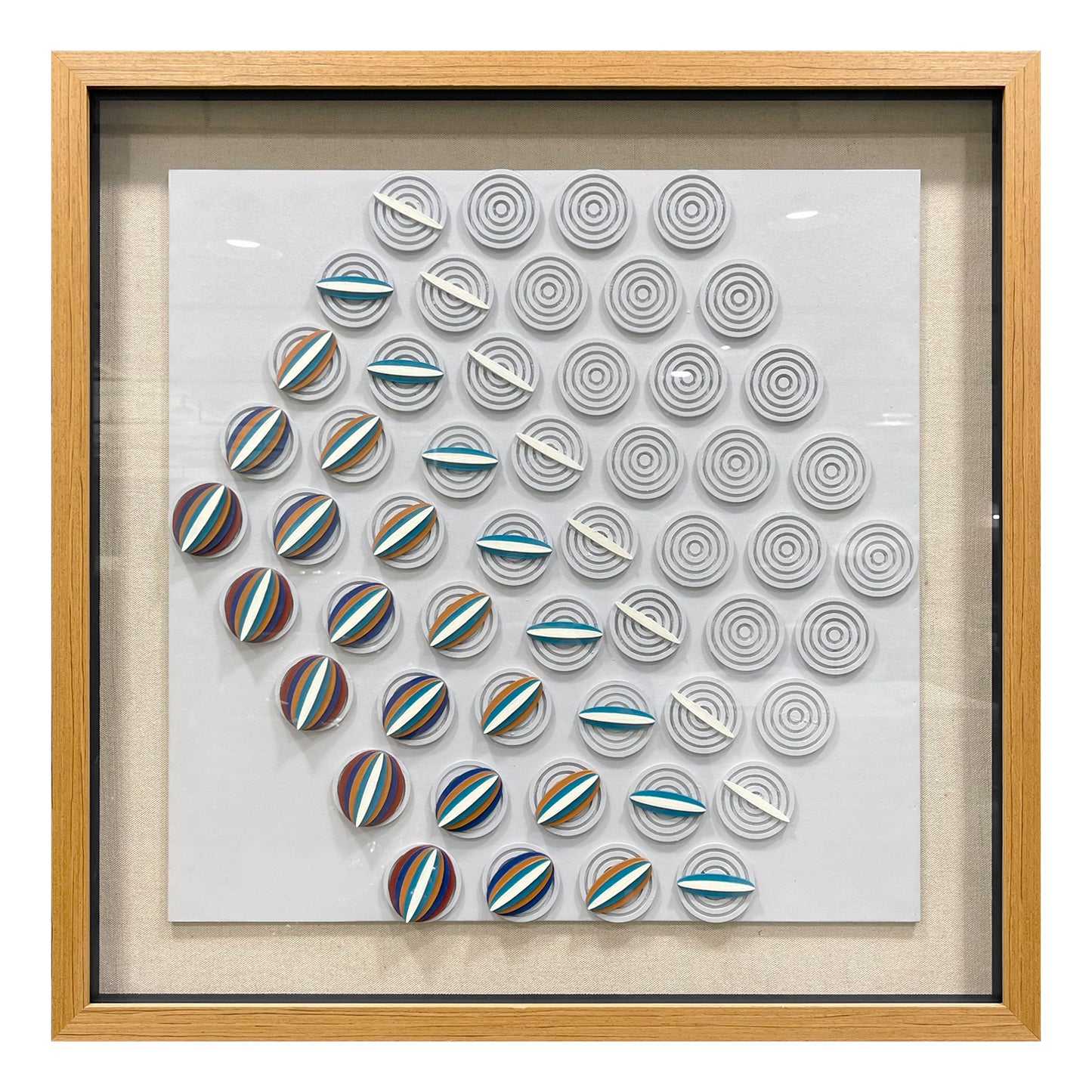 Modern Kinetic Geometric Wood Wall Art - Striped Relief Sculpture