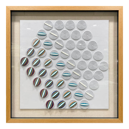 Modern Kinetic Geometric Wood Wall Art - Striped Relief Sculpture
