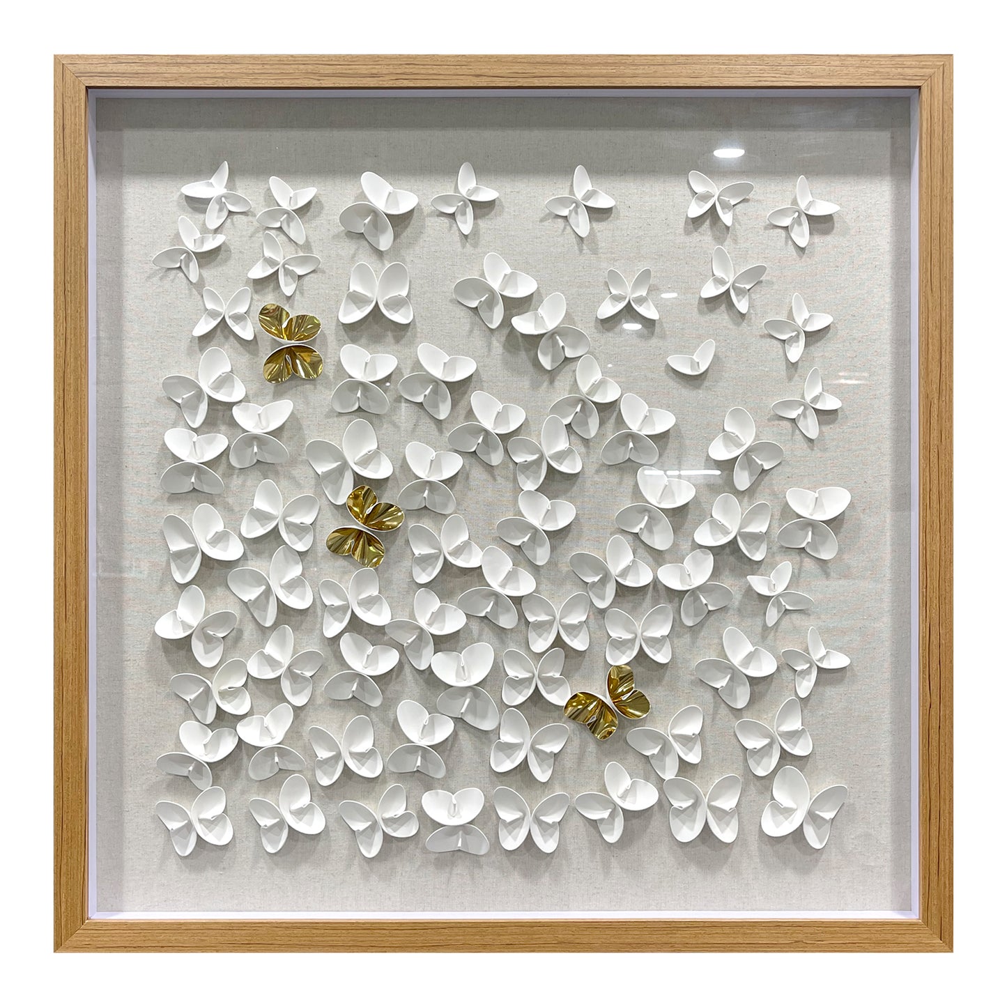 Classic Butterfly Wall Decor, White and Gold Faux Leather Art for Any Space