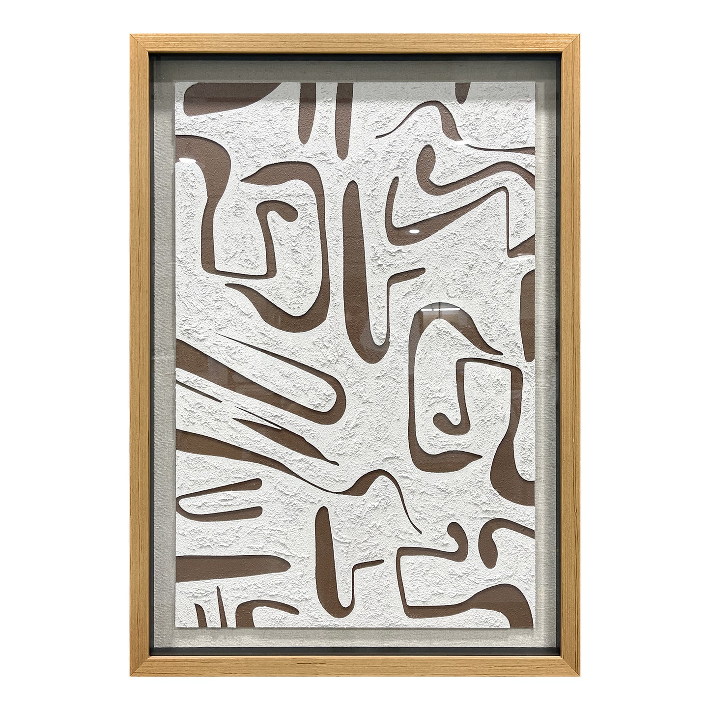 Modern abstract wooden carving decorative artwork, crafted from wood board with distinctive hollowed-out line details.