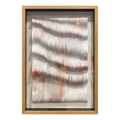 Handcrafted 3D paper artwork, modern textured wall art with delicate three-dimensional design.